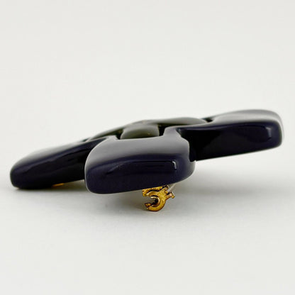 Chanel CC Logo Brooch Cross Plastic Purple Black — view 3
