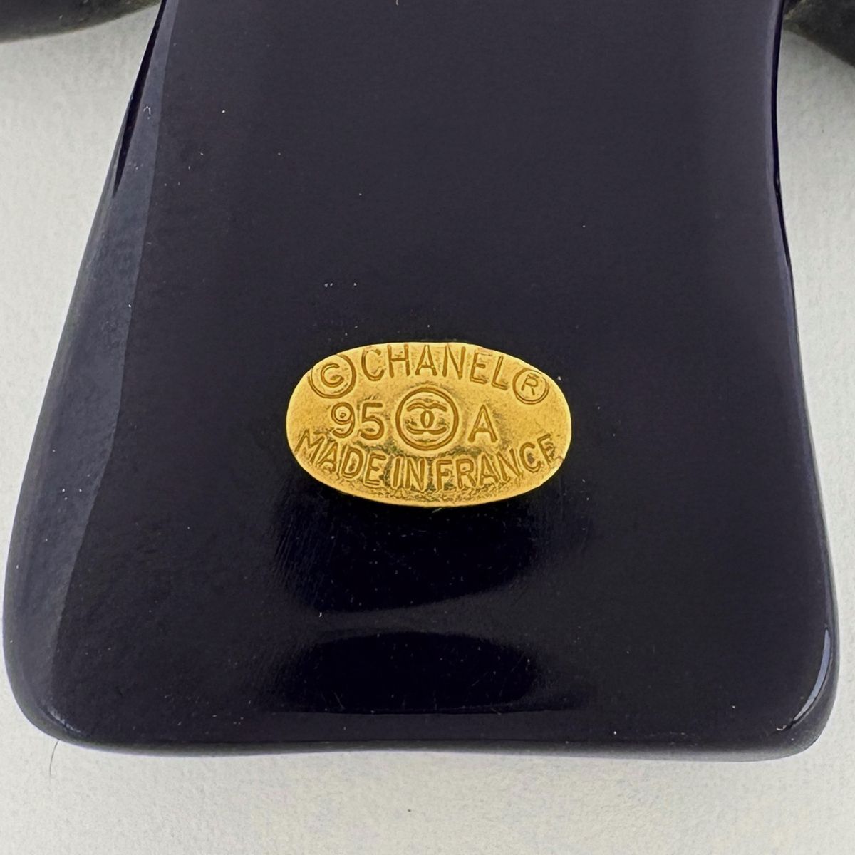Chanel CC Logo Brooch Cross Plastic Purple Black — view 6