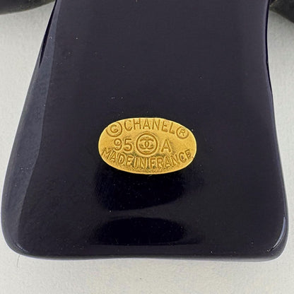 Chanel CC Logo Brooch Cross Plastic Purple Black — view 6