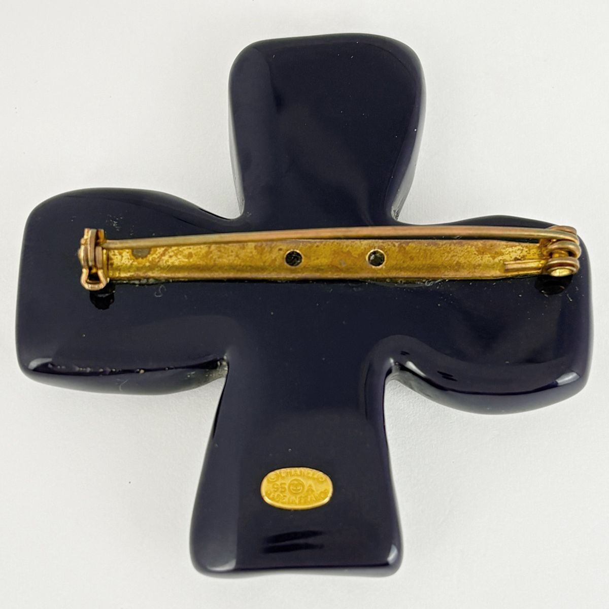 Chanel CC Logo Brooch Cross Plastic Purple Black — view 2