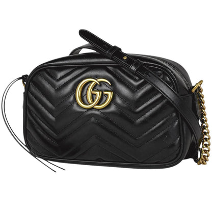 Gucci GG Marmont Chain Shoulder Bag Leather Black