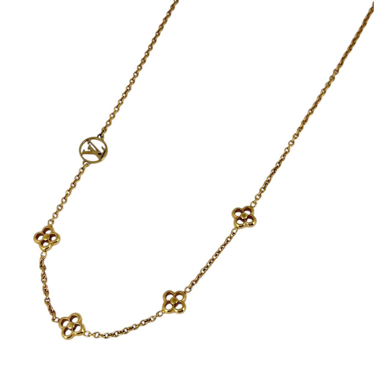 Louis Vuitton Flower Full Necklace Monogram Gold Plated