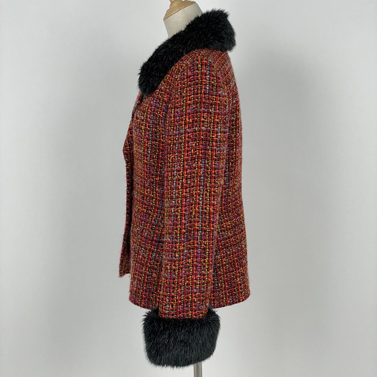 Saint Laurent Yves Tweed Jacket Outer Red — view 2