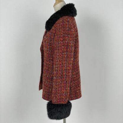 Saint Laurent Yves Tweed Jacket Outer Red — view 2