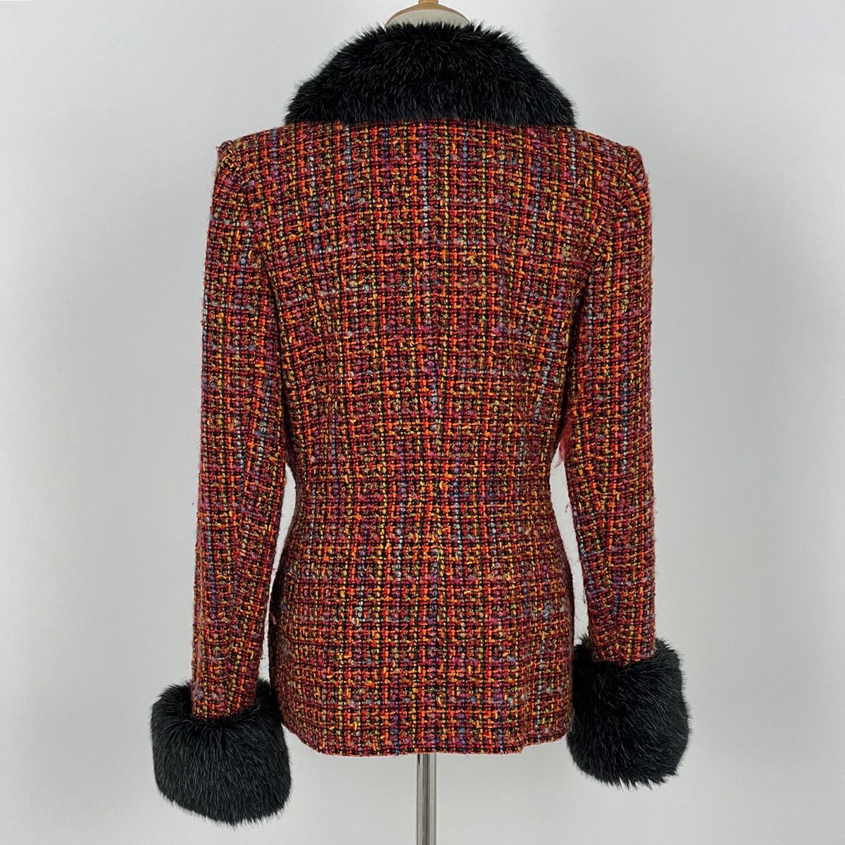 Saint Laurent Yves Tweed Jacket Outer Red — view 3