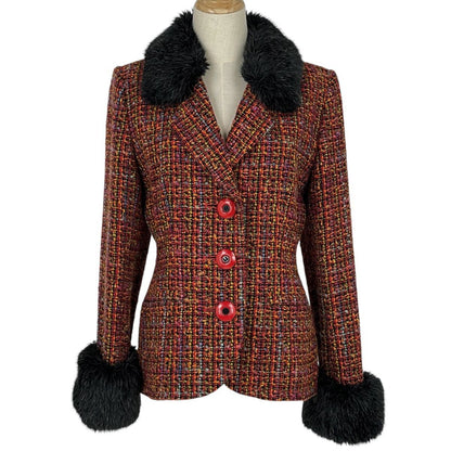Saint Laurent Yves Tweed Jacket Outer Red