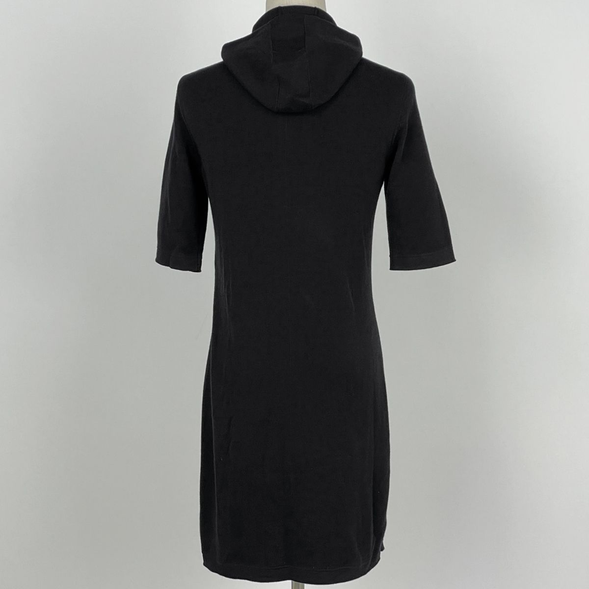 Chanel Zip Up Short Sleeve Dress Knit Skirt Cotton Cashmere Black — view 3
