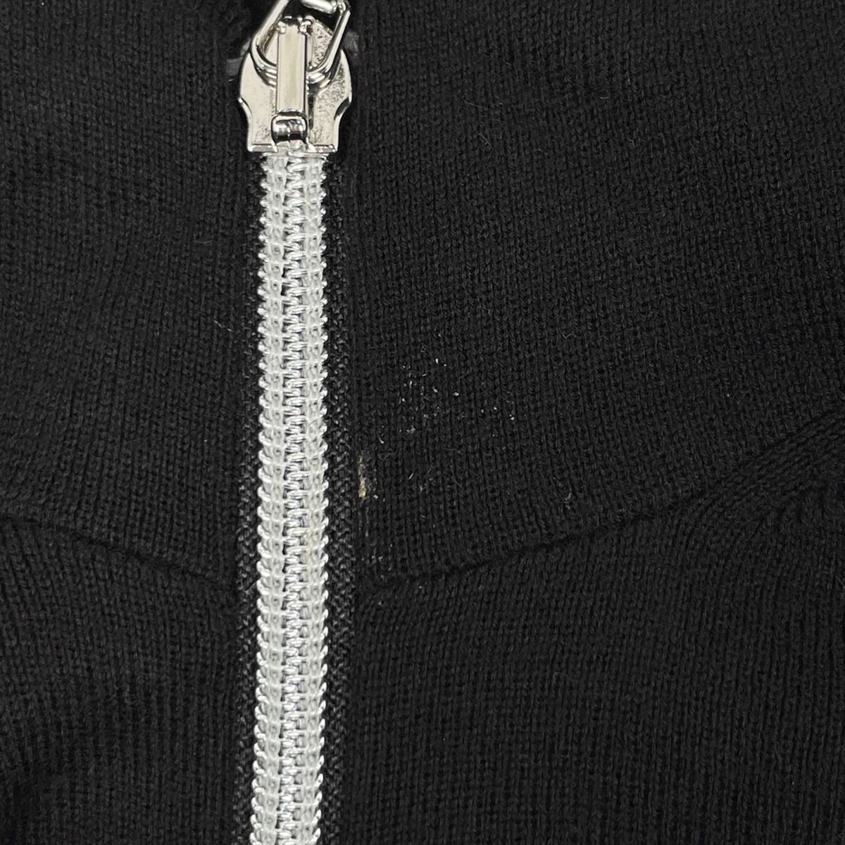 Chanel Zip Up Short Sleeve Dress Knit Skirt Cotton Cashmere Black — view 5