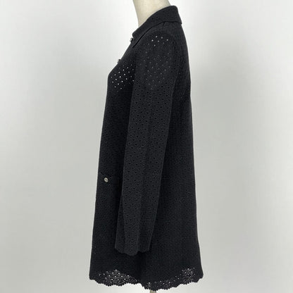 Chanel Openwork Knit Dress Clover Skirt Black — view 2