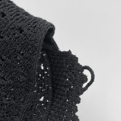 Chanel Openwork Knit Dress Clover Skirt Black — view 6