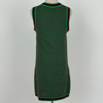 Chanel CC Logo Button Sleeveless Dress Knit Skirt Cashmere Green — view 3