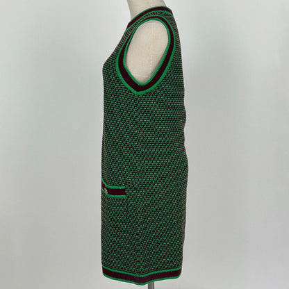 Chanel CC Logo Button Sleeveless Dress Knit Skirt Cashmere Green — view 2
