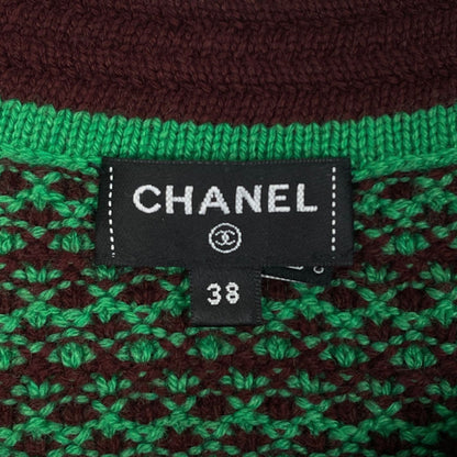 Chanel CC Logo Button Sleeveless Dress Knit Skirt Cashmere Green — view 6