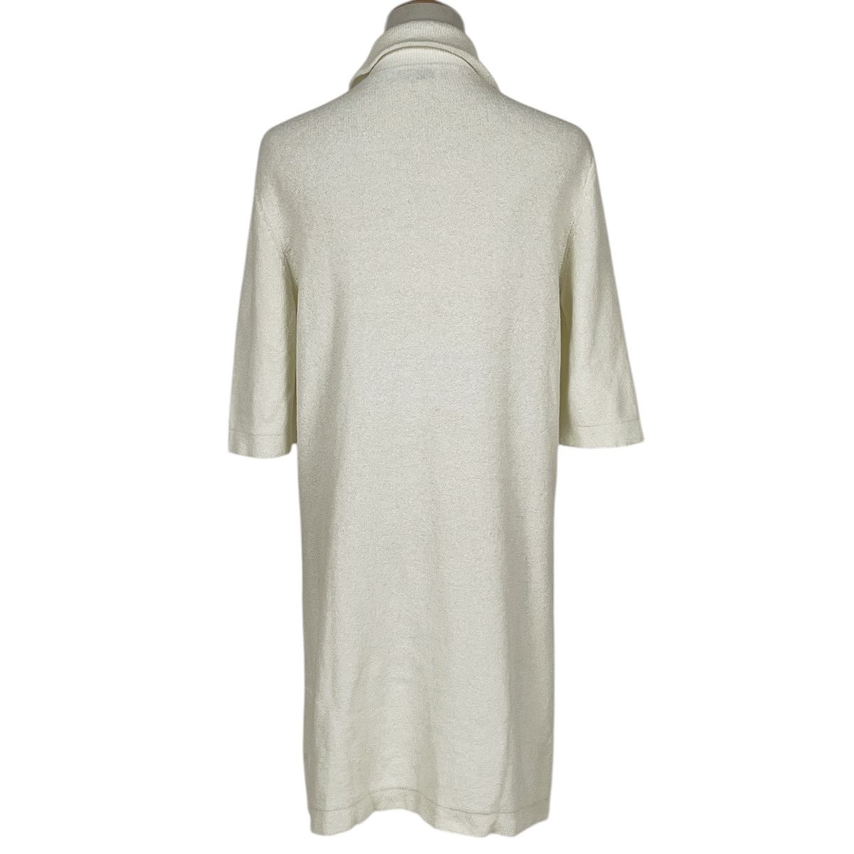 Chanel Faux Pearl Button Short Sleeve Dress Pile Skirt Cotton Nylon White — view 3
