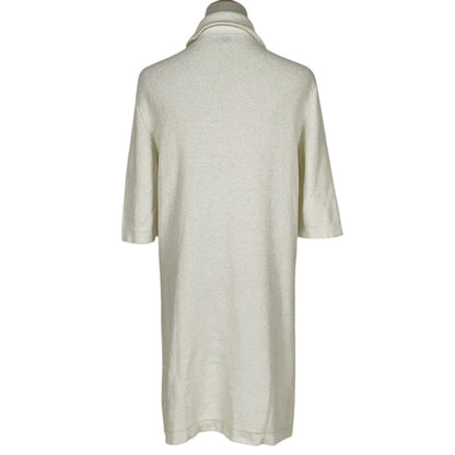 Chanel Faux Pearl Button Short Sleeve Dress Pile Skirt Cotton Nylon White — view 3