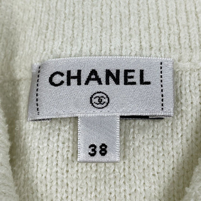 Chanel Faux Pearl Button Short Sleeve Dress Pile Skirt Cotton Nylon White — view 8