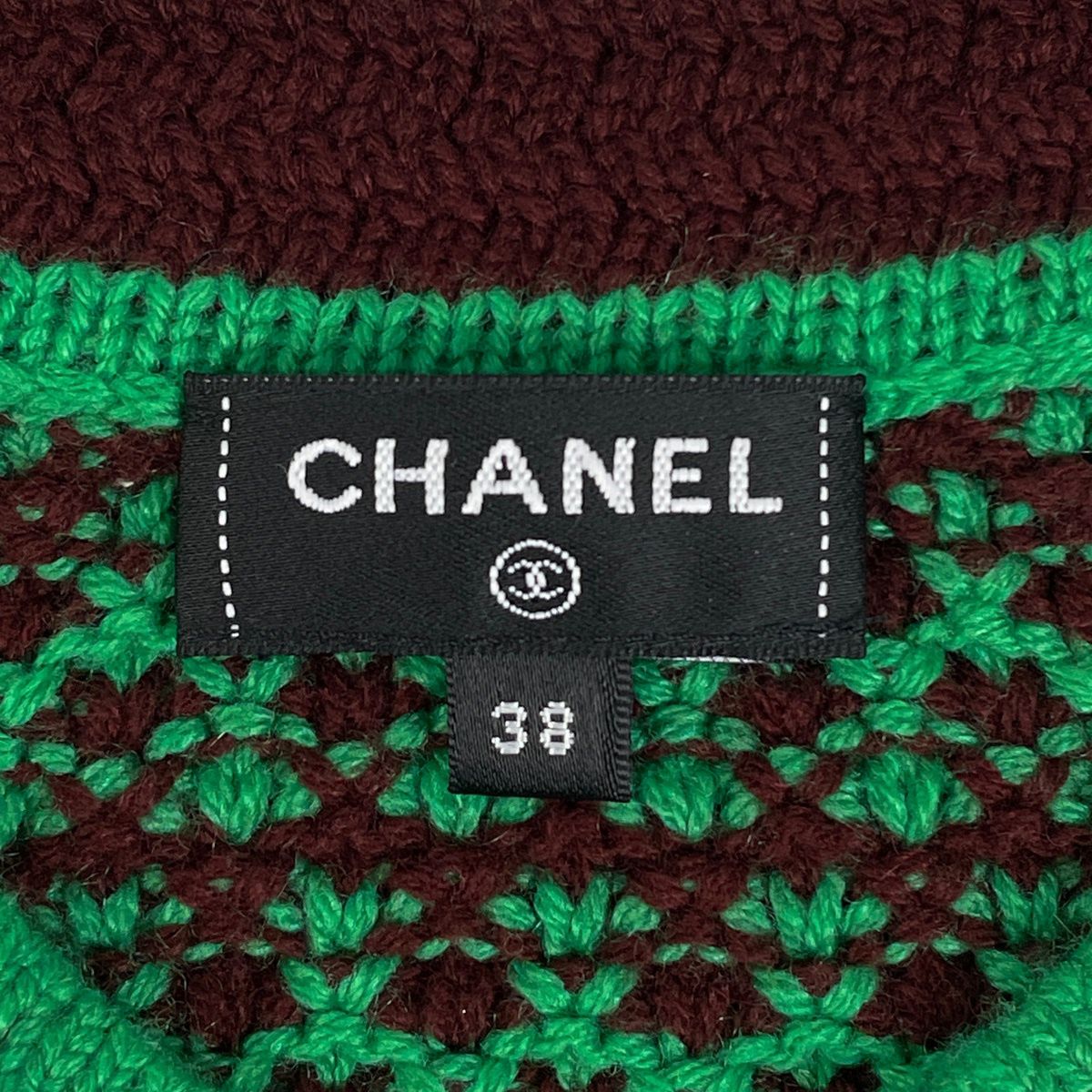 Chanel CC Logo Button Cardigan Knit Top Cashmere Green — view 7