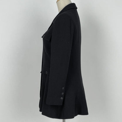 Chanel CC Logo Button Tailored Jacket Outer Wool Rayon Black — view 2