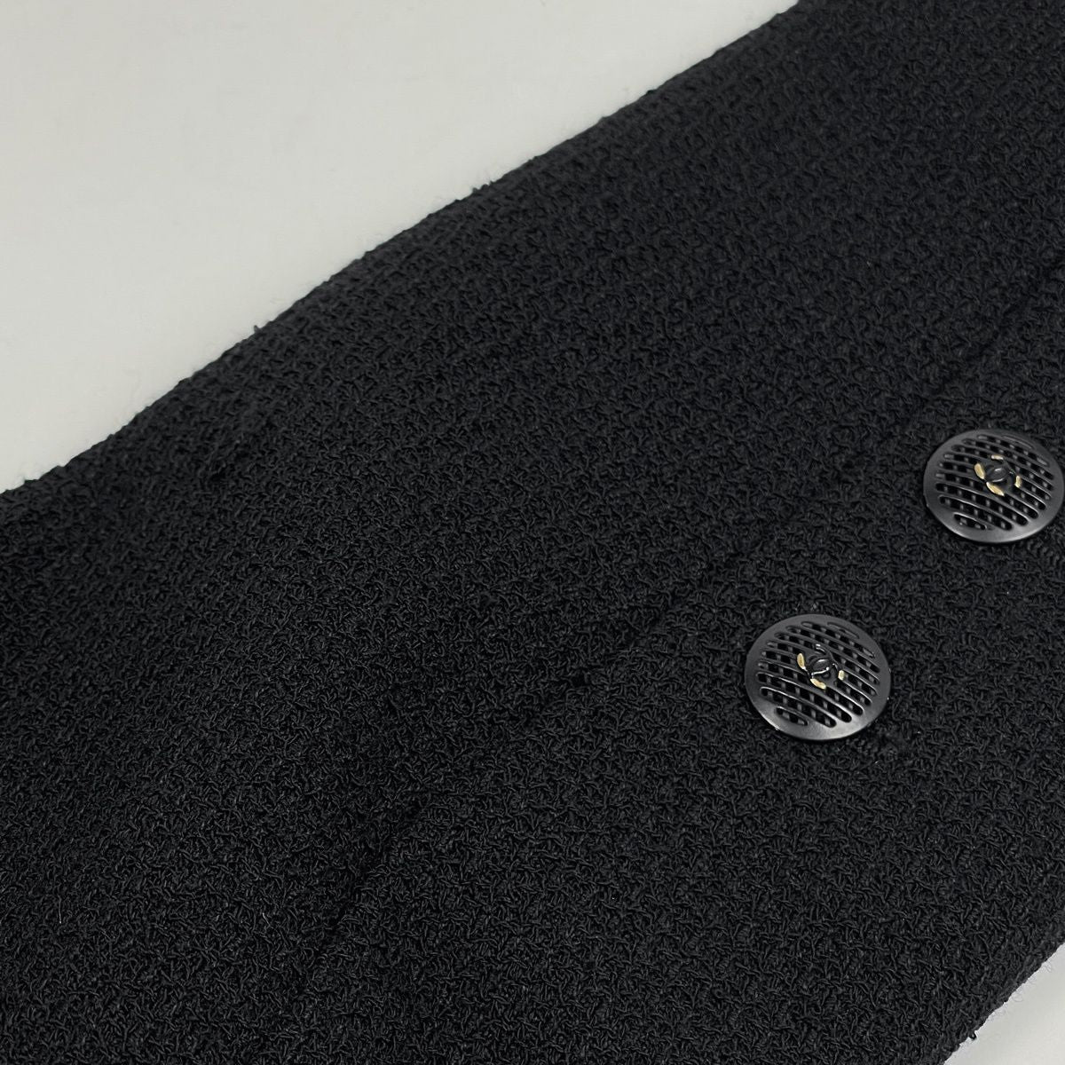 Chanel CC Logo Button Tailored Jacket Outer Wool Rayon Black — view 8