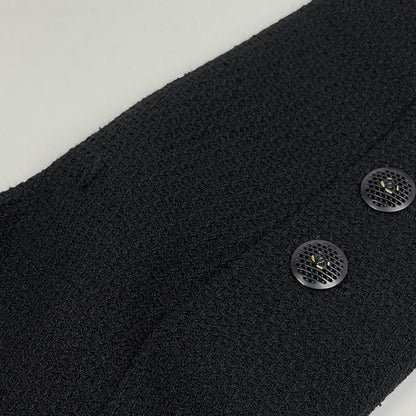 Chanel CC Logo Button Tailored Jacket Outer Wool Rayon Black — view 8