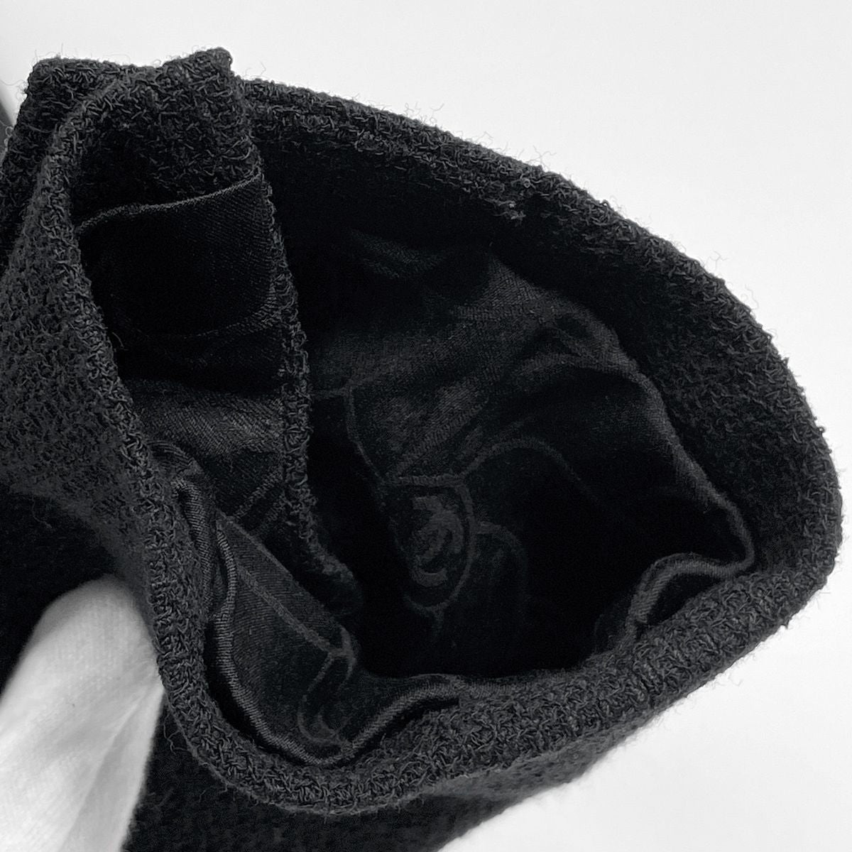 Chanel CC Logo Button Tailored Jacket Outer Wool Rayon Black — view 9