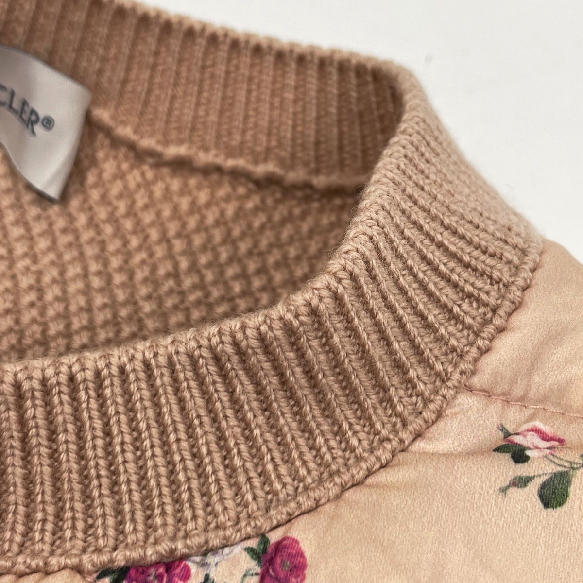Moncler Knit Contrast Down Jacket Floral Top Cardigan Pink — view 8
