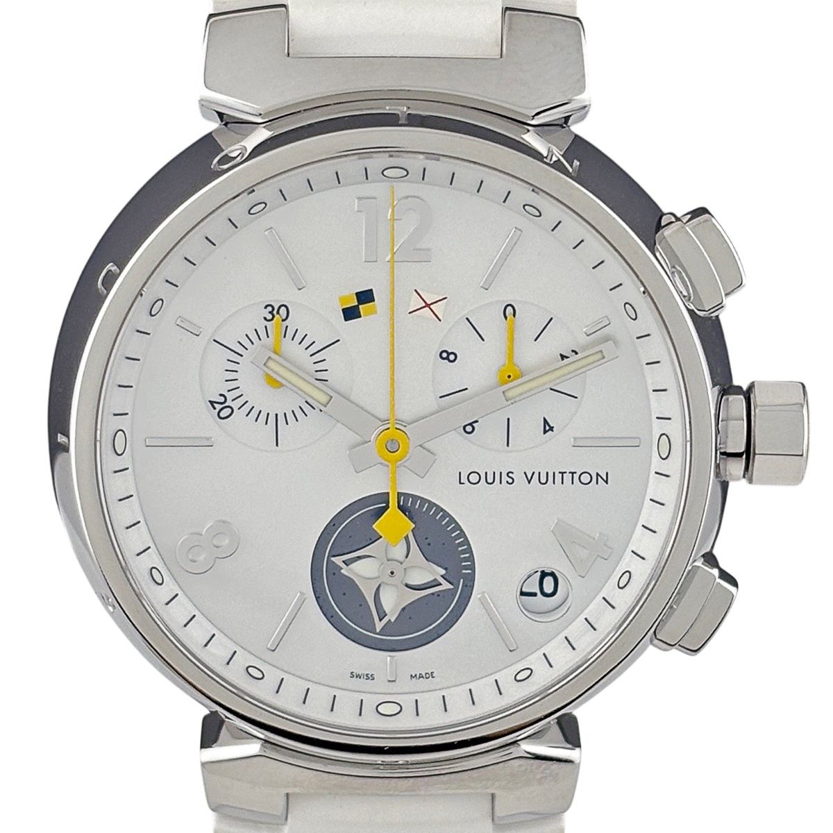 Louis Vuitton Tumble Watch SS Rubber Quartz White