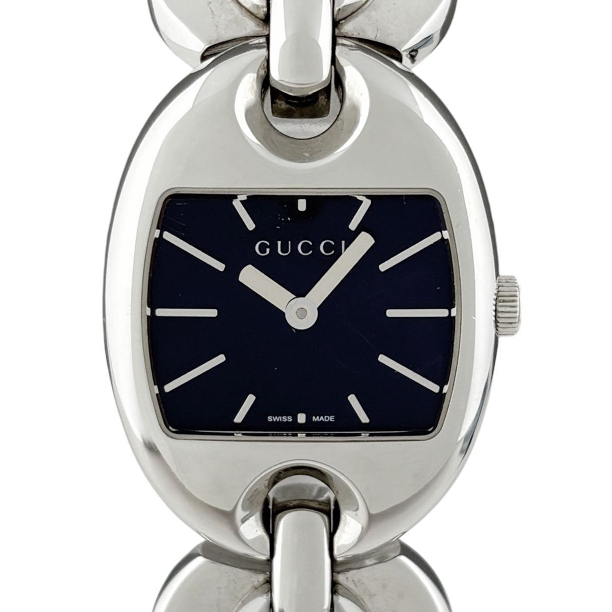 Gucci Marina Chain Watch 121.5 SS Quartz Black