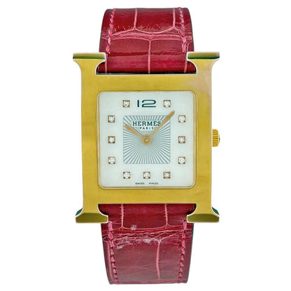 Hermes Watch SS Leather Quartz White — view 2