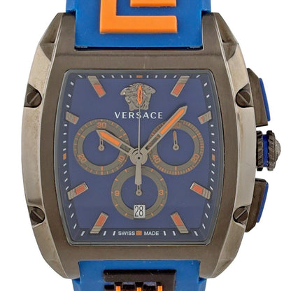 Versace Dominus Watch SS Rubber Quartz Blue