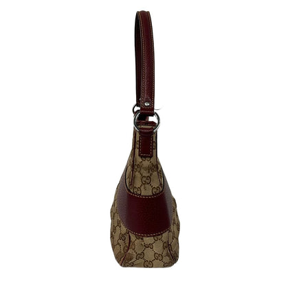 Gucci Tote GG Pattern Beige Dark Brown Bordeaux Leather — view 2