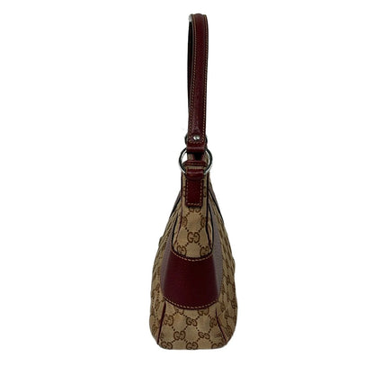 Gucci Tote GG Pattern Beige Dark Brown Bordeaux Leather — view 4