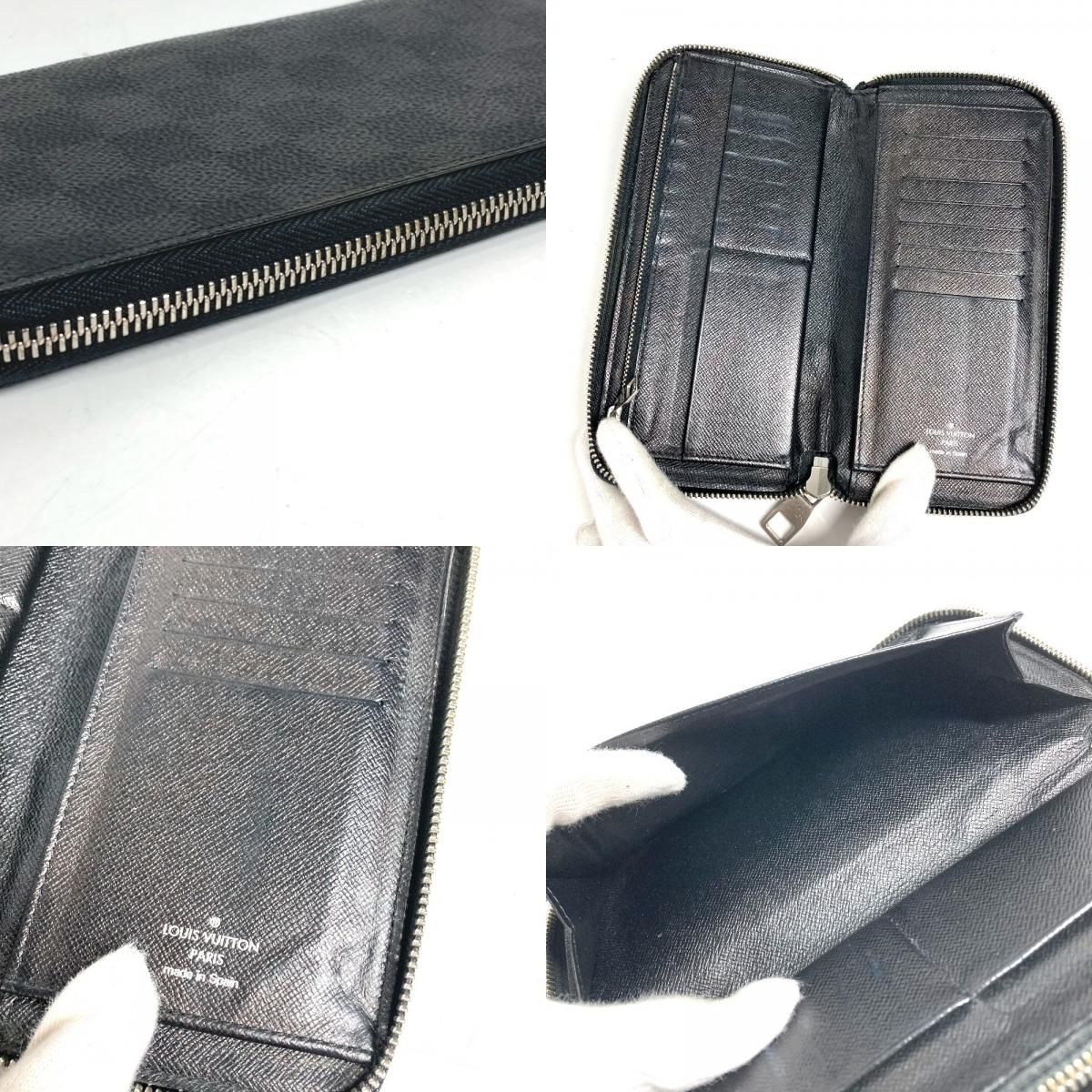 Louis Vuitton Wallet Zippy Vertical Damier Graphite Canvas Black — view 8