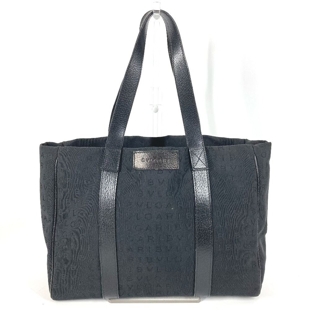 Bvlgari Shoulder Bag Logo Mania Leather Canvas Black
