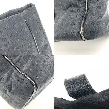 Bvlgari Shoulder Bag Logo Mania Leather Canvas Black — view 8