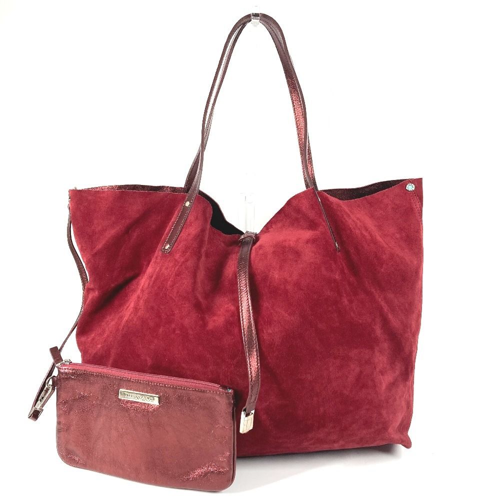 Tiffany & Co Shoulder Bag Logo Reversible Suede Leather Red