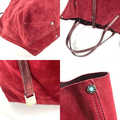 Tiffany & Co Shoulder Bag Logo Reversible Suede Leather Red — view 7