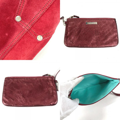 Tiffany & Co Shoulder Bag Logo Reversible Suede Leather Red — view 9