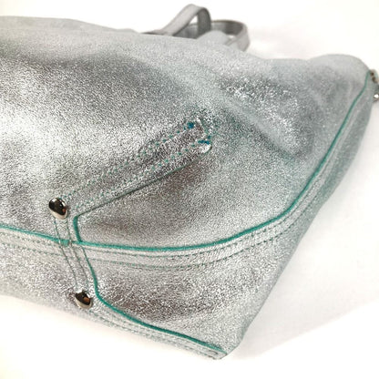 Tiffany & Co Handbag Logo Reversible Metallic Leather Silver — view 6