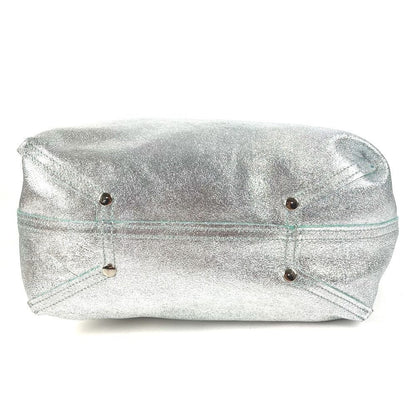 Tiffany & Co Handbag Logo Reversible Metallic Leather Silver — view 5