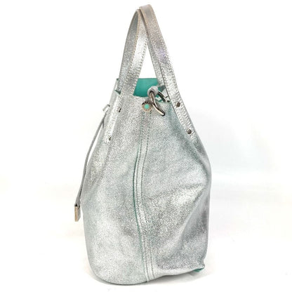 Tiffany & Co Handbag Logo Reversible Metallic Leather Silver — view 3