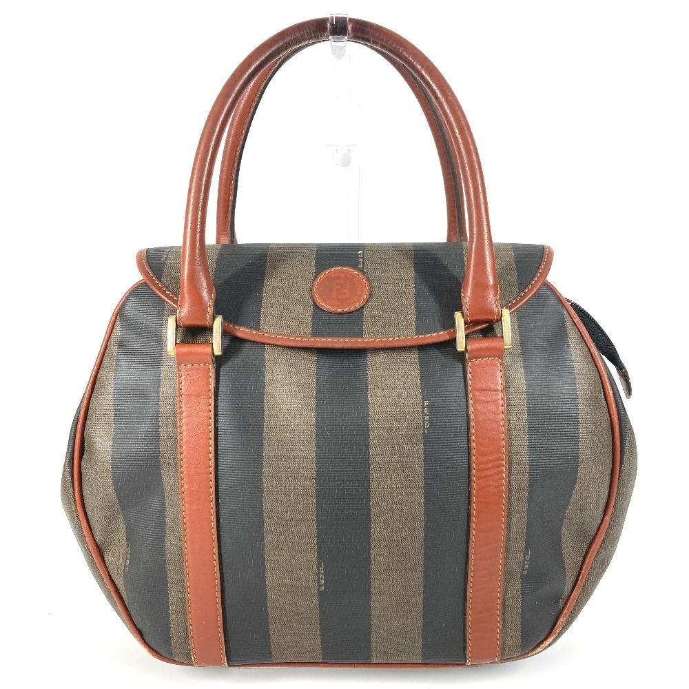 Fendi Handbag Logo Pecan Leather Khaki