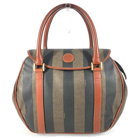 Fendi Handbag Logo Pecan Leather Khaki