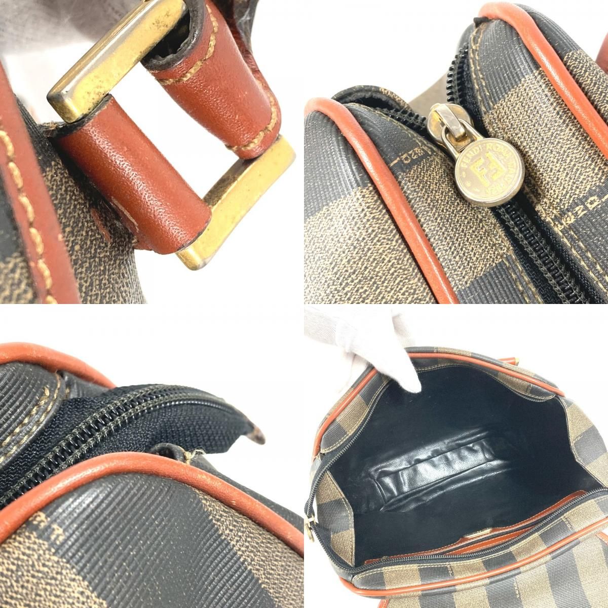 Fendi Handbag Logo Pecan Leather Khaki — view 8