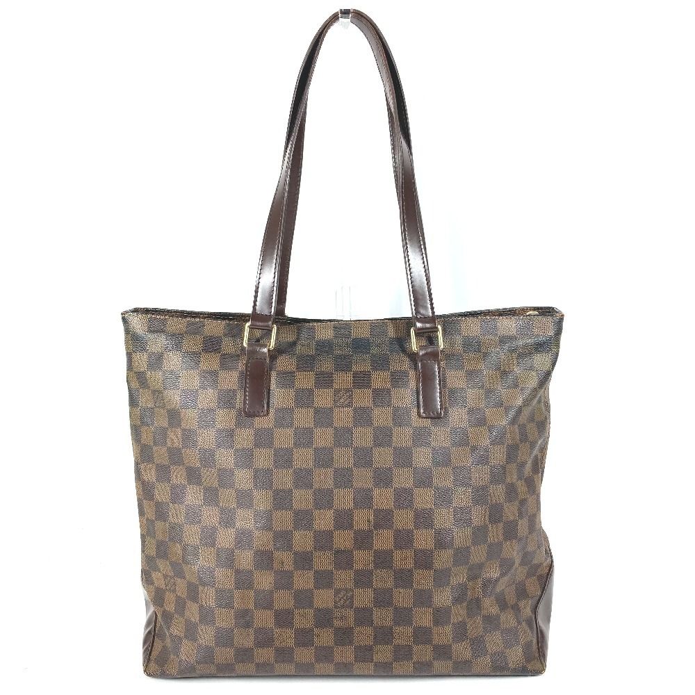 Louis Vuitton Shoulder Bag Cabas Mezzo Damier Canvas Ebene Brown — view 2
