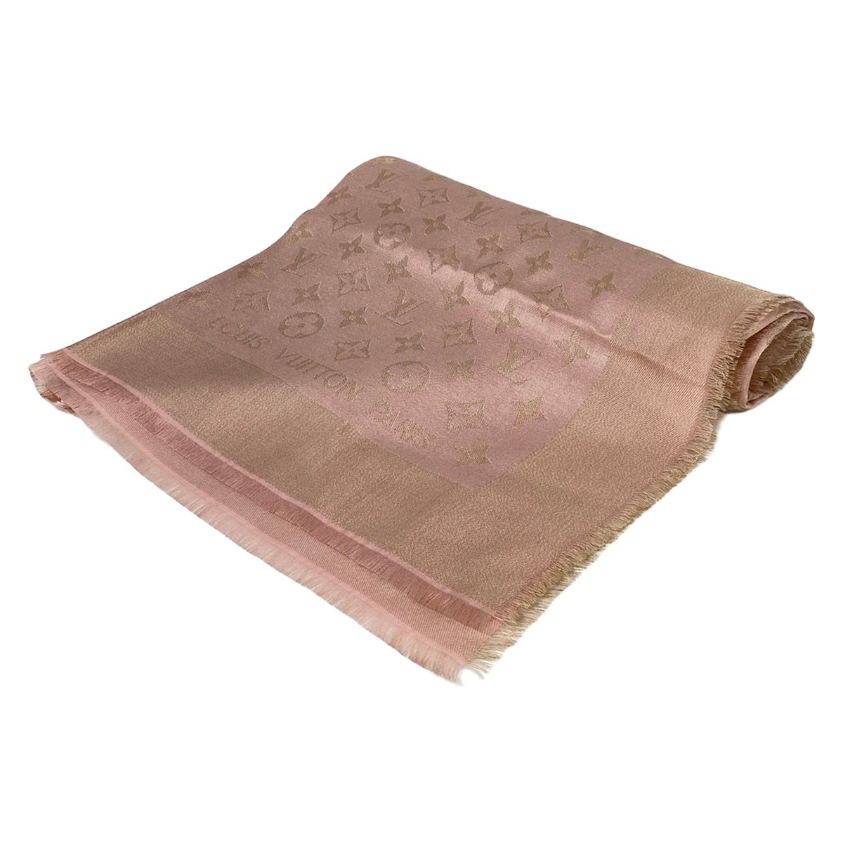 Louis Vuitton Shawl Monogram Shine Rosevelle Wool Silk Scarf