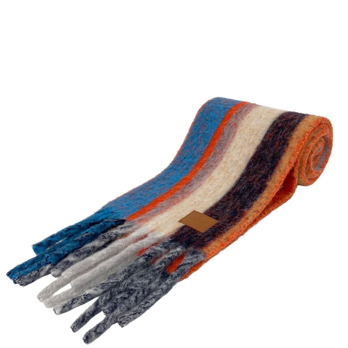 Loewe Scarf Orange Blue Multi Wool Alpaca