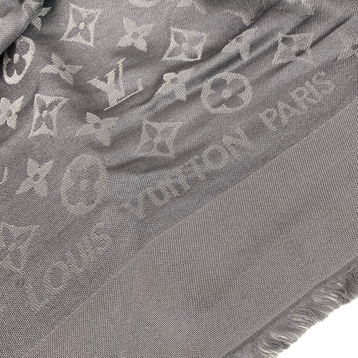 Louis Vuitton Shawl Monogram Shine Anthracite Wool Silk Scarf — view 3