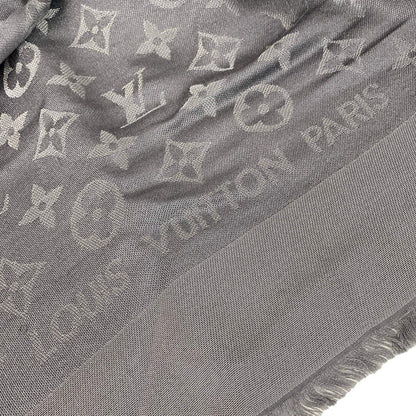 Louis Vuitton Shawl Monogram Shine Anthracite Wool Silk Scarf — view 3