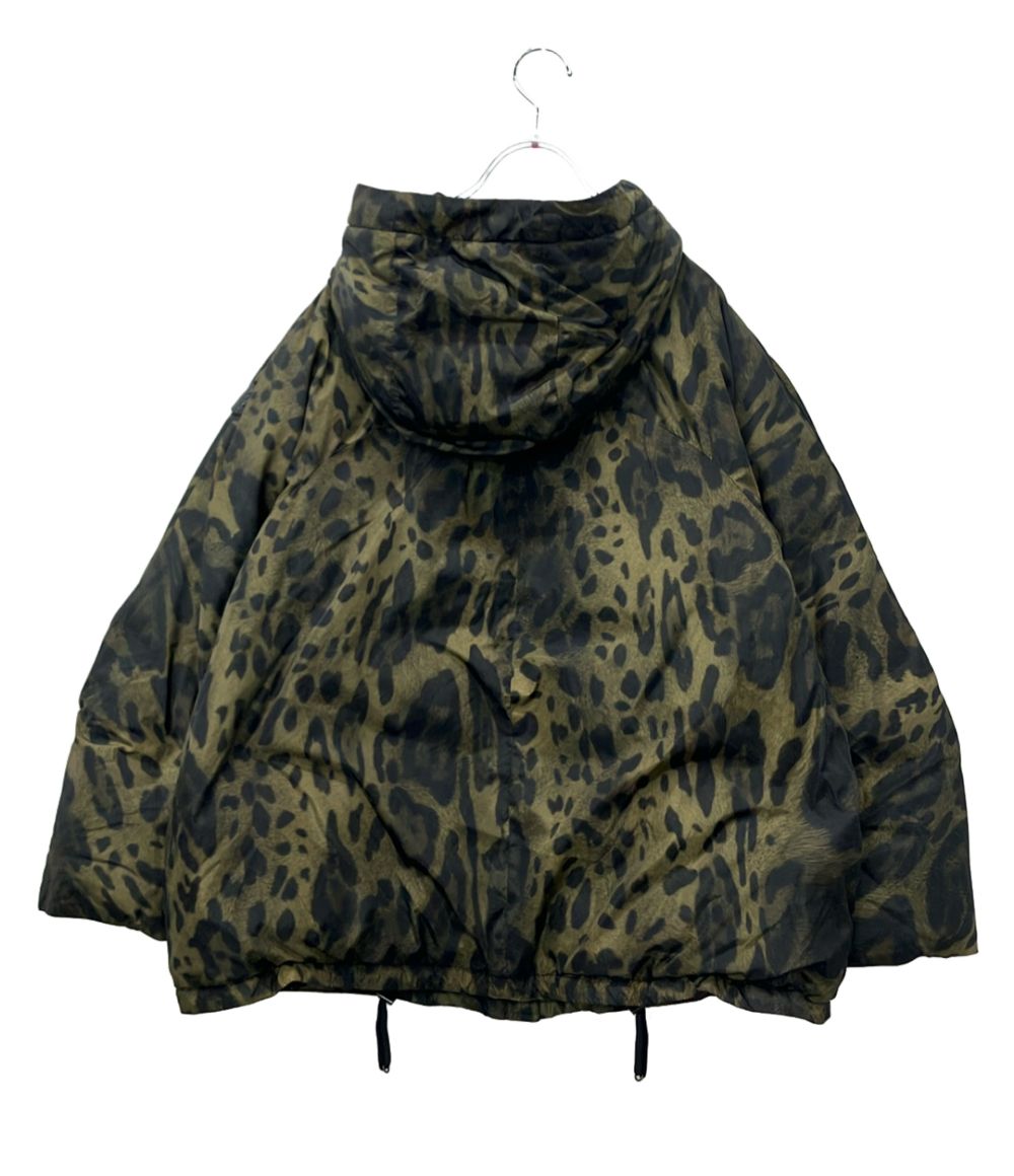 Moncler Gamme Rouge Down Jacket Leopard Print Hooded Zip Odile 0 — view 2